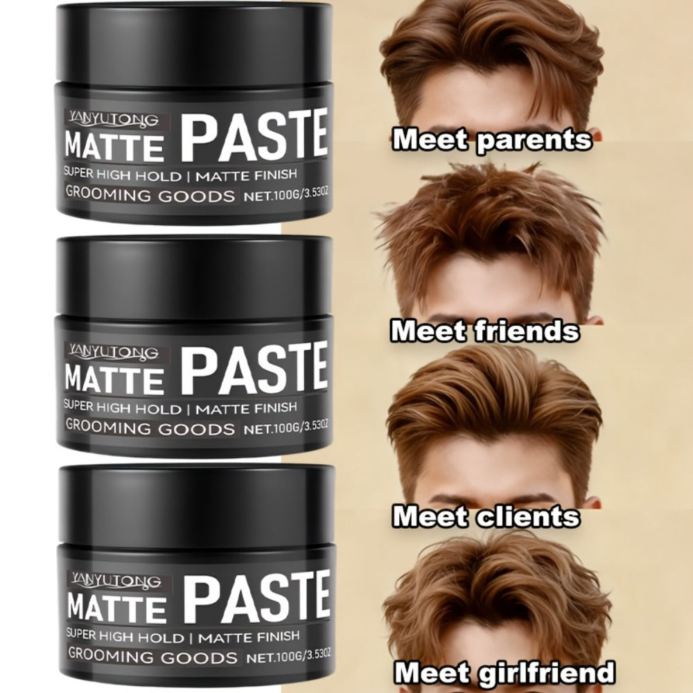 Matte Hair Paste for Men 100g, Non-Greasy Medium Hold Styling Cream with Plant Squalane & Argan Oil