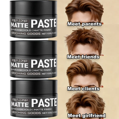 Matte Hair Paste for Men 100g, Non-Greasy Medium Hold Styling Cream with Plant Squalane & Argan Oil