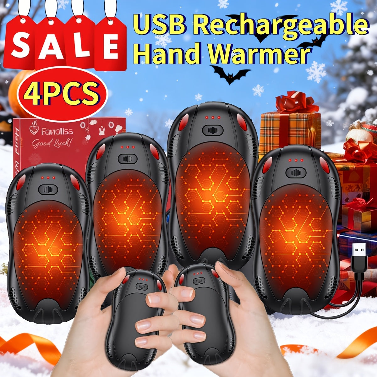 Magnetic Hand Warmer 2-in-1 Double Sided Heating – 3-Speed Temperature Control, Portable Pocket Heater for Skiing, Camping