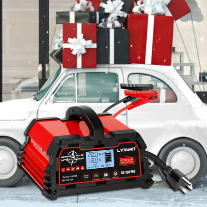 Smart Battery Charger Maintainer 12V 20A 24V 10A 8-Stage with Temperature Compensation for LiFePO4 Lead Acid Car Truck Motorcycle Boat