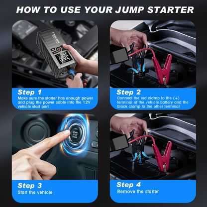 7000A Jump Starter 8-in-1 29800mAh with Air Compressor Tire Inflator SOS LED Flashlight Power Bank for Garden, Patio and Yard Use
