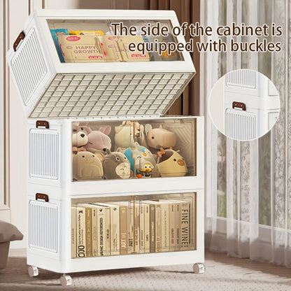 Storage Cabinet Collapsible Modular Locker with Magnetic Doors, Wheels and One to Five Layers