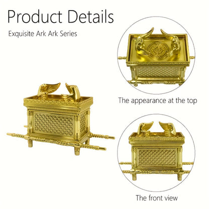 Ark of the Covenant Figurine – Golden Artisan Tabletop Statue, Spiritual Religious Decor for Home & Office, Hanukkah