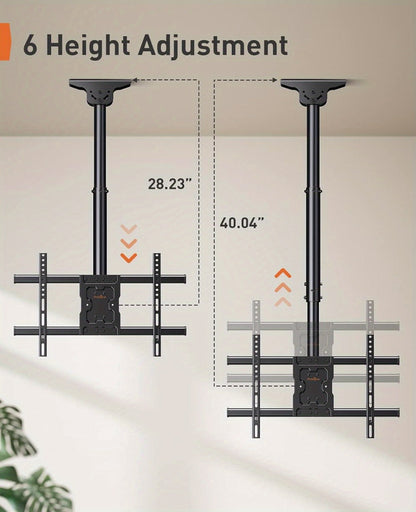 Ceiling TV Mount 37-75 Inch - 360° Swivel & Tilt Adjustable Bracket for Flat & Curved TVs up to, VESA 600x400mm