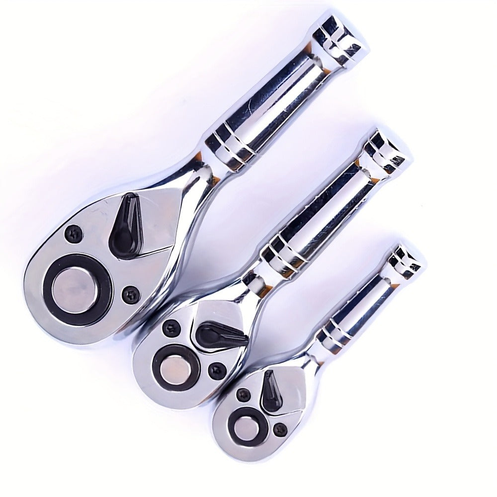 Short-Handle 72-Tooth Ratchet Wrenches in 1/4-, 3/8- or 1/2-Inch Drive with Three Pictured Lengths