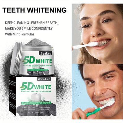 Activated Charcoal Teeth Whitening Powder 60g Natural Stain Remover for Coffee Tea Tobacco Deep Cleaning