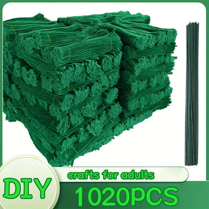 Pipe Cleaners 1020pcs Chenille Stems 20 Colors, Upgraded Thick Fuzzy Sticks with Patterned Rods for Kids Adults Teachers