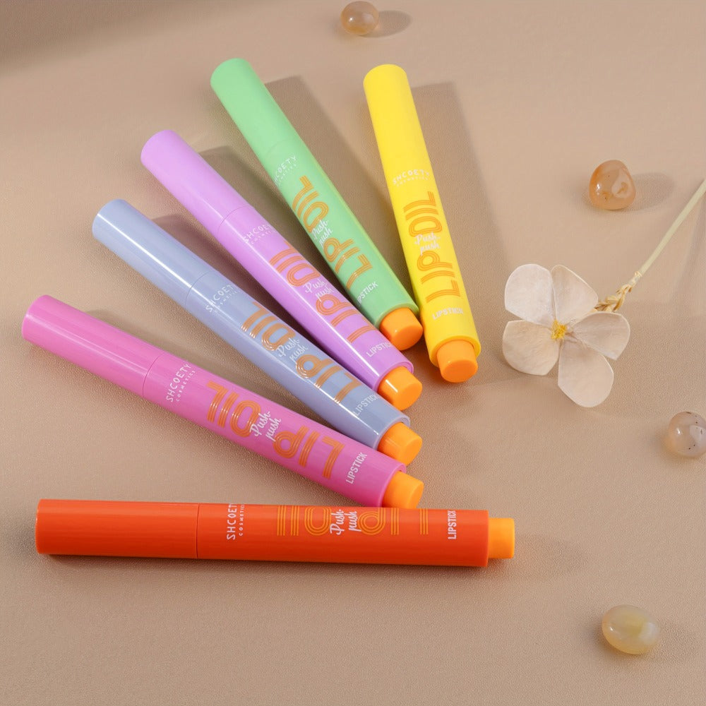 6-Piece Neon Press-On Lip Gloss Set High-Gloss Bold Lip Makeup, for Makeup, Travel and Everyday Vanity Use