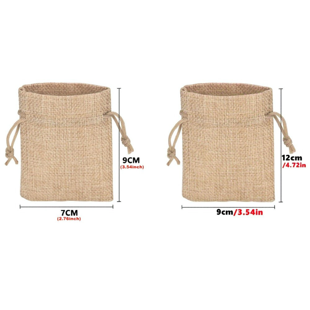 Natural Jute Drawstring Bags 50pcs – Multipurpose Gift Pouches for Party Favors, Wedding, Packaging & Storage