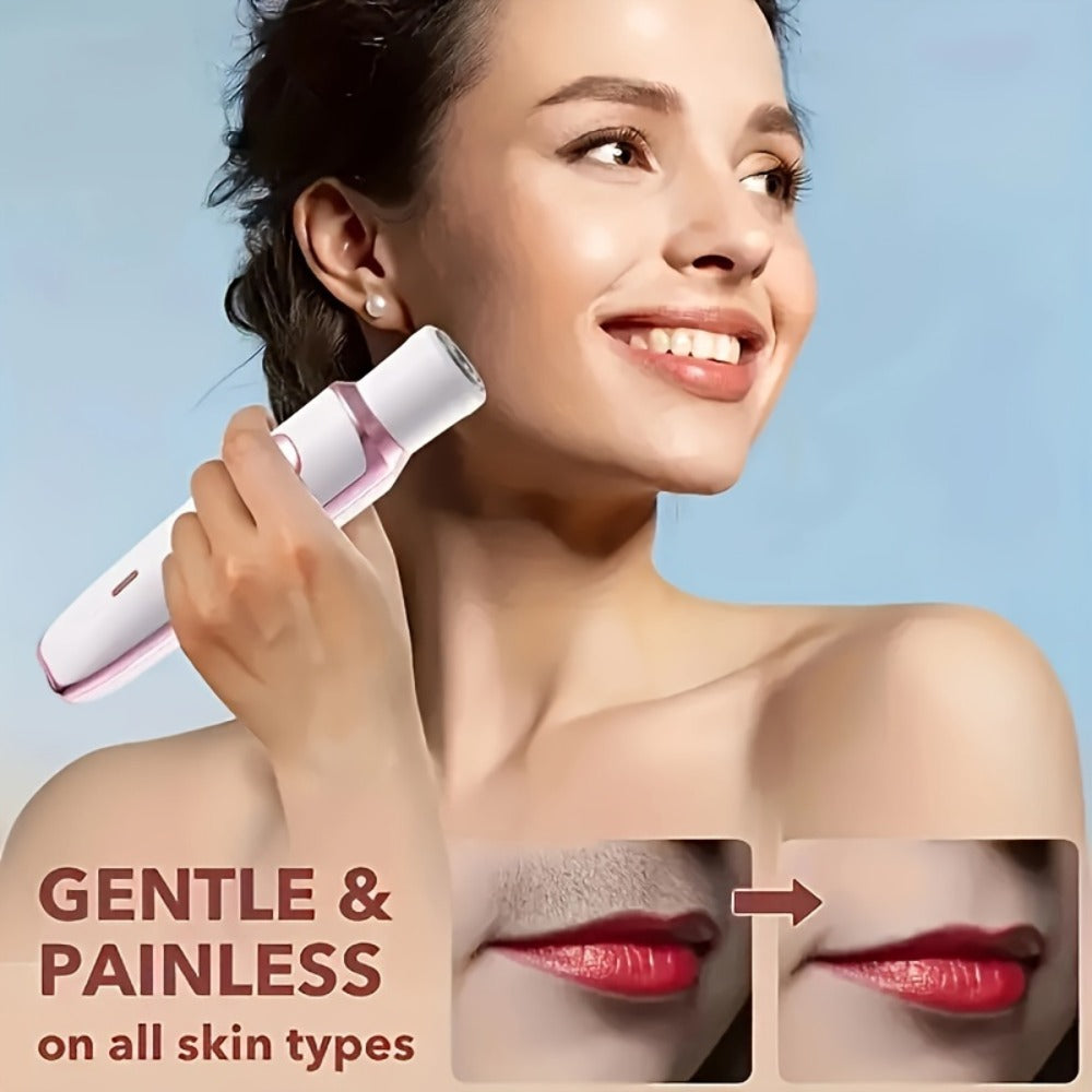 Rechargeable Facial Hair Remover Set for Women with Pink and Purple Multi Tool Options for Grooming