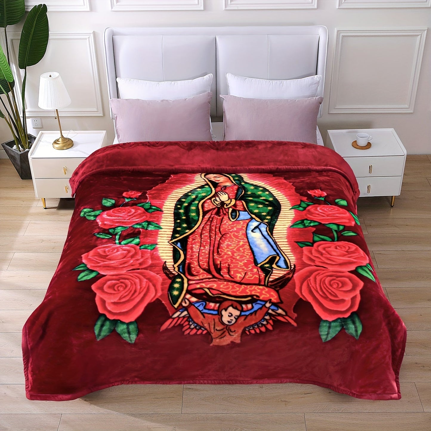 Reversible Plush Blanket 2-Ply 520GSM Milk Velvet - Queen King Size Blanket with Vibrant Animal & Floral Designs