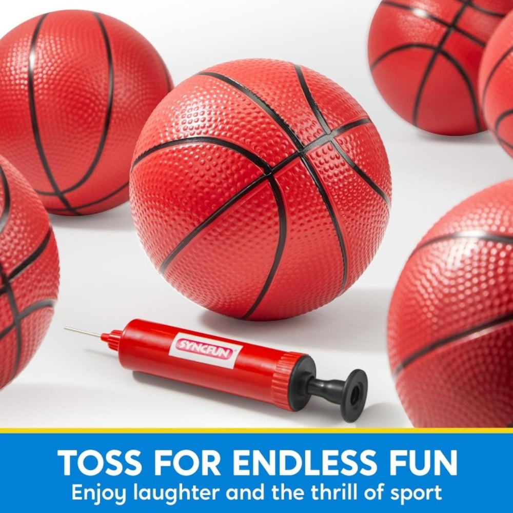 Kids Mini Basketballs Set of 6, 5-Inch Rubber Basketballs with Hand Pump, Perfect for Mini Hoops