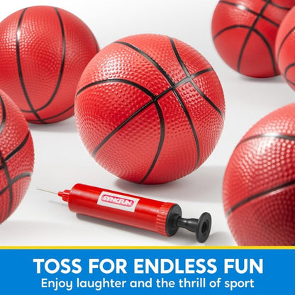 Kids Mini Basketballs Set of 6, 5-Inch Rubber Basketballs with Hand Pump, Perfect for Mini Hoops