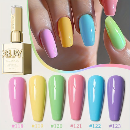 Gel Nail Polish Set with XEIJAYI Label, 6 Sweetheart Candy Gel Colors in Shades 118 to 123