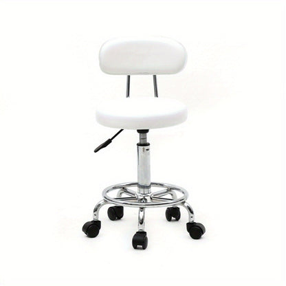 Saddle & Round Salon Stool with Backrest 360-Degree Swivel, Adjustable Height Professional Chair for Salon