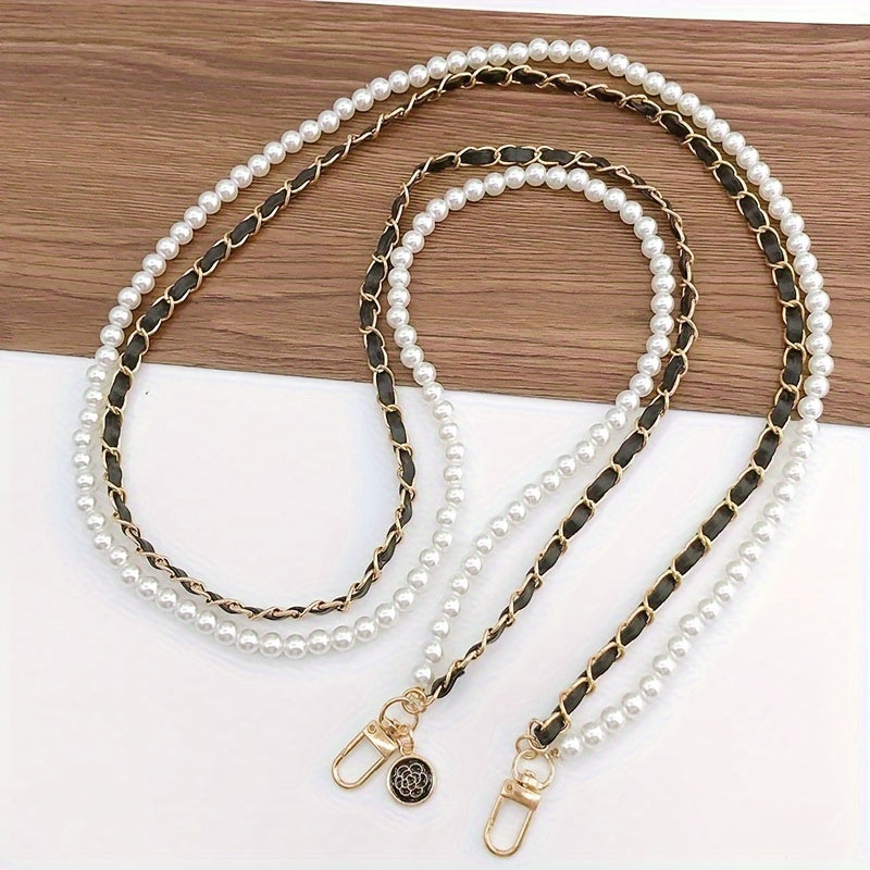 Pearl Double Chain Phone Strap Crossbody Wristband Lanyard for Women Girls with the Listed Color, Size or Set Options for Everyday Carry