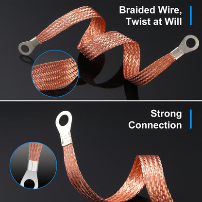 Engine Ground Strap Kit 12Pcs – 10/15/20 Inch Braided Copper Grounding Cable with Ring Terminals for Universal Car, Truck & SUV