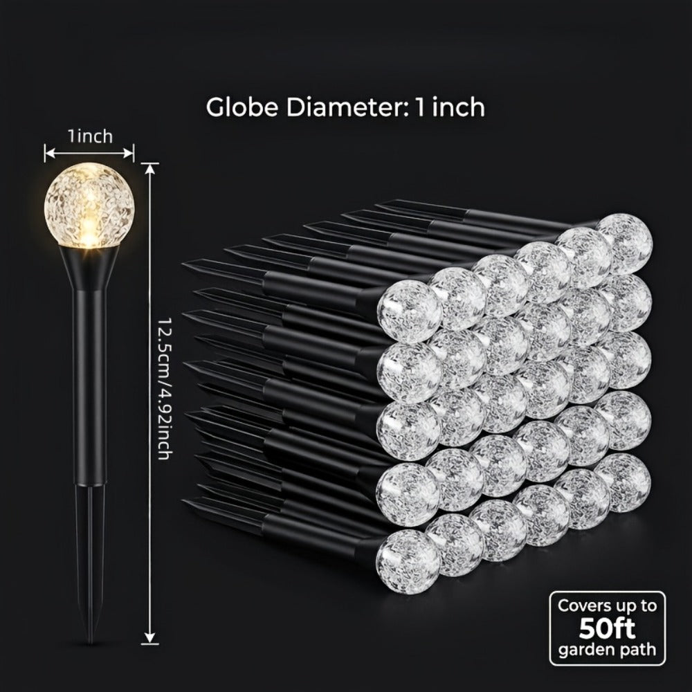 Solar Garden Light Crystal Bubble Ground Stakes 30-Pack with 8 Modes and Two Color Options