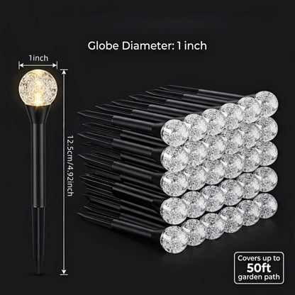 Solar Garden Light Crystal Bubble Ground Stakes 30-Pack with 8 Modes and Two Color Options