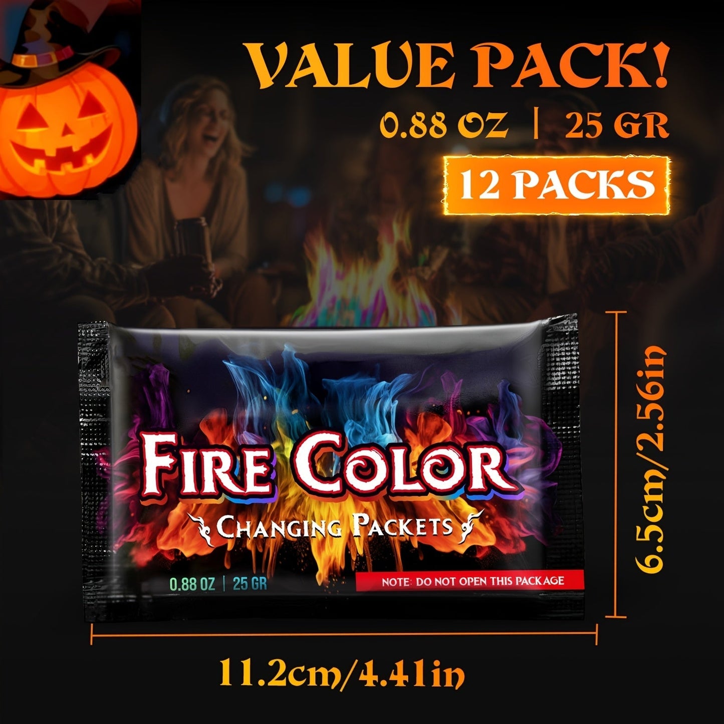 Fire Color Changing Packets 12/24pcs – Magic Colorful Flame Packets for Campfire, Fire Pit, Bonfire & Outdoor Fireplace