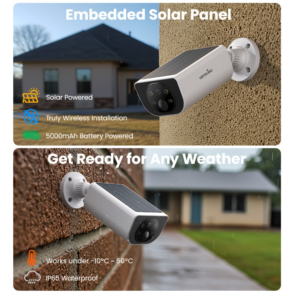Wansview 2K Solar Outdoor Security Camera with 5000mAh Battery, WiFi and Optional SD or Cloud Storage