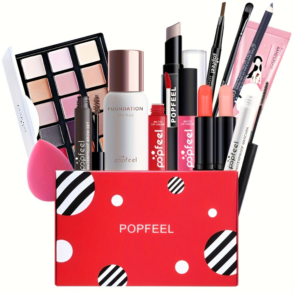 Squalane Eye Makeup Kit 40 Shades – Berry Pink Purple Shimmer Eyeshadow Palette with Mascara, Eyeliner, Brow Pen & Brush