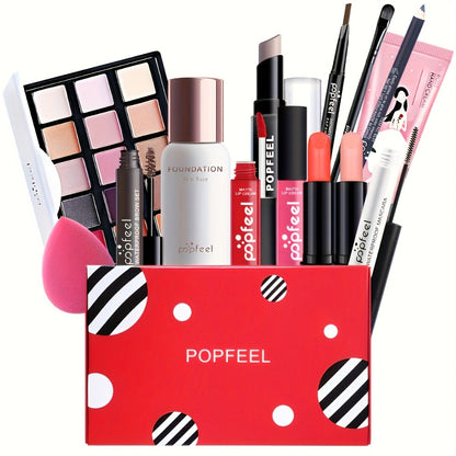 Squalane Eye Makeup Kit 40 Shades – Berry Pink Purple Shimmer Eyeshadow Palette with Mascara, Eyeliner, Brow Pen & Brush
