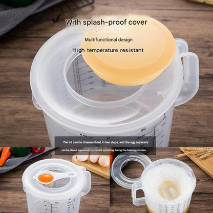 Mixing Bowl with Lid 2.5L Large Salad Bowl with Measuring Cup and Scale Splash Proof Durable for Home Cooking, Dining and Outdoor Meals