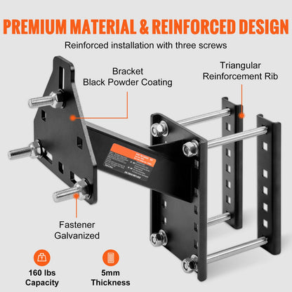 Trailer Spare Tire Carrier Mount 160 LBS – Steel Universal Spare Tire Holder for Utility Marine Trailer, Fits 4 5 6 8 Lug Wheels