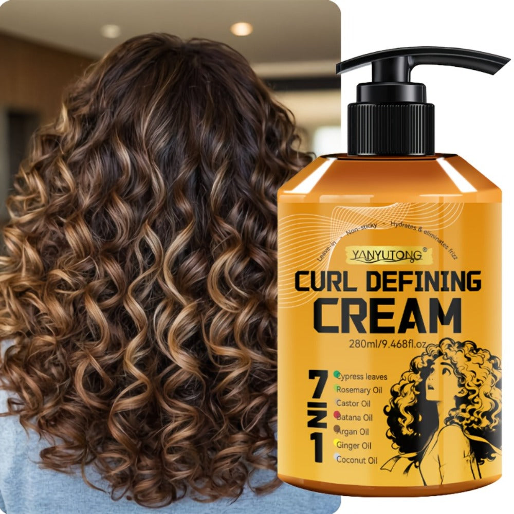Curl Defining Cream 7-in-1 with Argan Oil & Rosemary Oil 280ml – Frizz Control, Natural Fluffiness & Long-Lasting Hold for Wavy