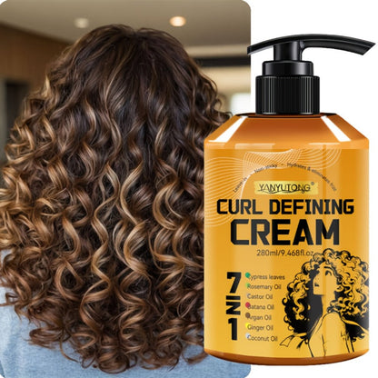 Curl Defining Cream 7-in-1 with Argan Oil & Rosemary Oil 280ml – Frizz Control, Natural Fluffiness & Long-Lasting Hold for Wavy