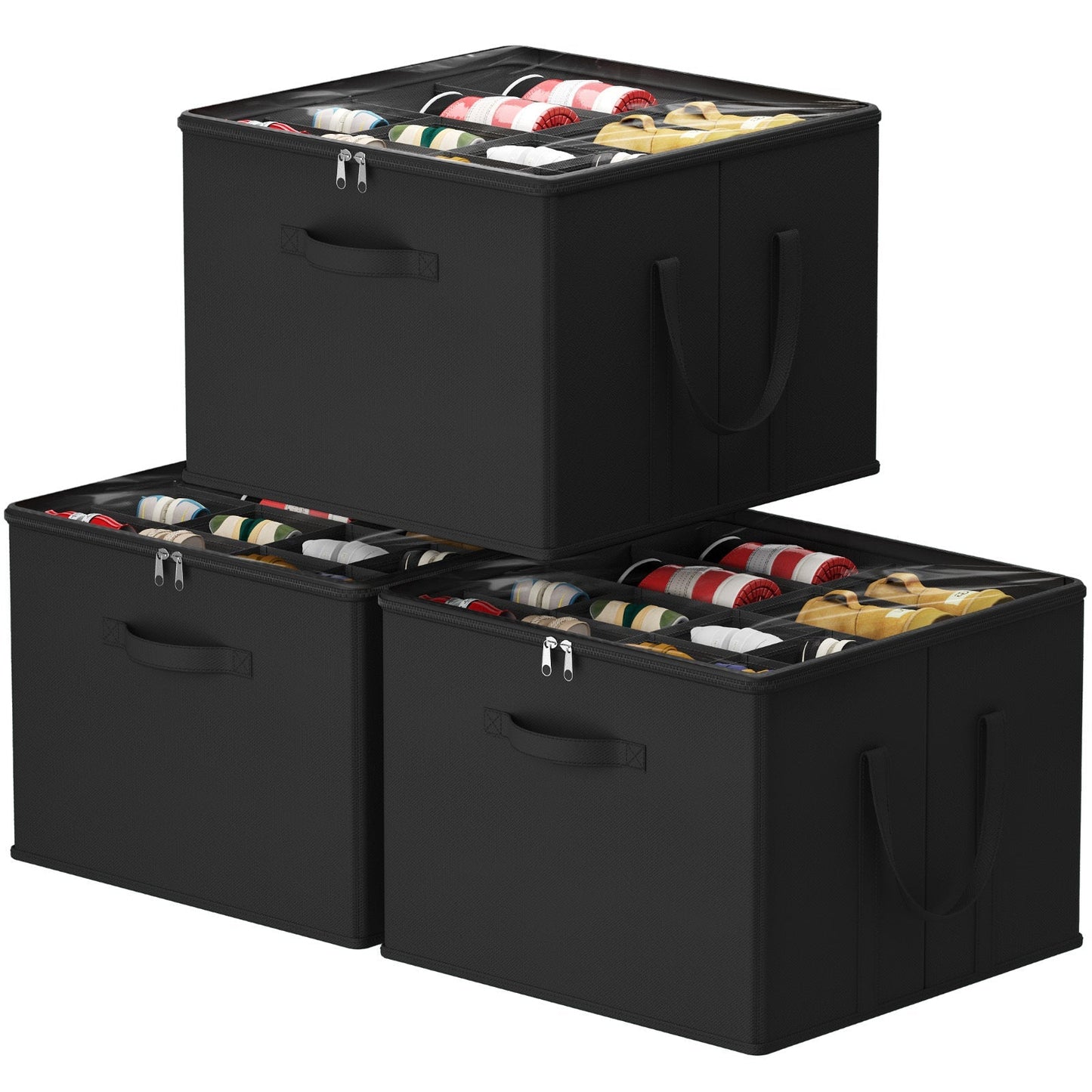 Shoe Storage Organizer with Clear Cover – Foldable Shoe Box for Closet, Fits 12-16 Pairs, Reinforced Handles, Dust-Proof Non-Woven Fabric