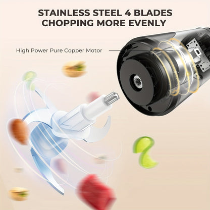 Mini Food Processor 450W, Electric Food Chopper with 2 Bowls & 4 Bi-Level Blades for Meat, Baby Food