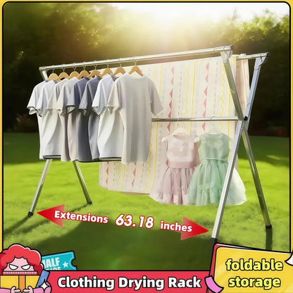 Clothes Drying Rack Foldable Heavy Duty – Upgraded X-Frame Collapsible Laundry Drying Rack for Indoor Outdoor Use