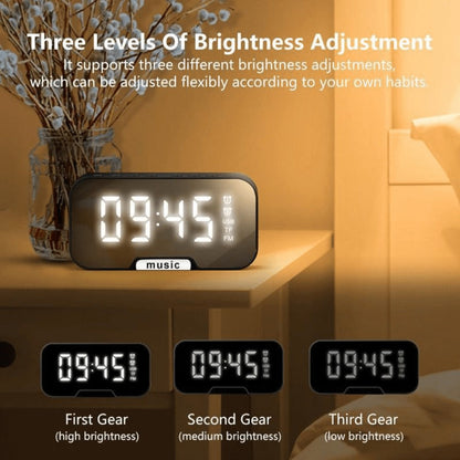 Portable Bluetooth Speaker with LED Mirror Display, Wireless Mic, FM, TF and Alarm in Three Colors
