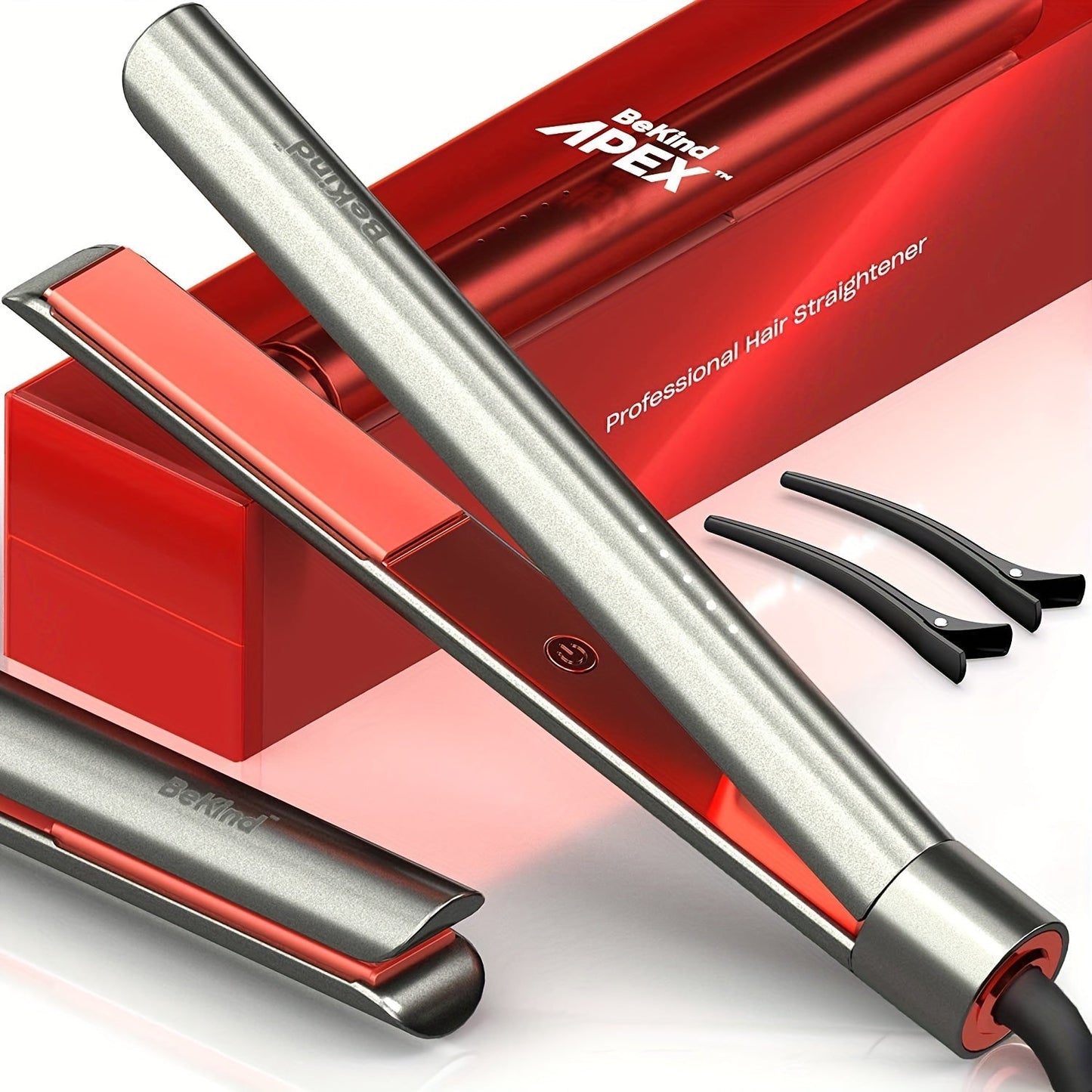 Hair Straightener Flat Iron 2-in-1 Curling Iron, 460°F Professional Ceramic Plates, 15s Fast Heating