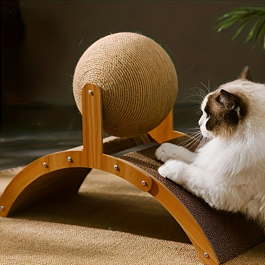 Cat Scratching Ball & Post 2-in-1 with Hanging Ball Toy – Extra Tall Sisal Cat Scratcher for Claw Sharpening