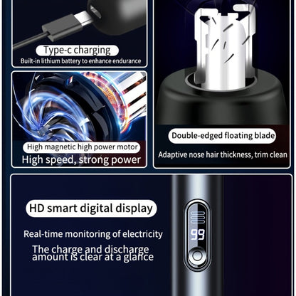 Electric Nose Trimmer with LED Display – USB Rechargeable Painless Facial Hair Removal Device for Men & Women, Nose Ear & Eyebrow Trimmer