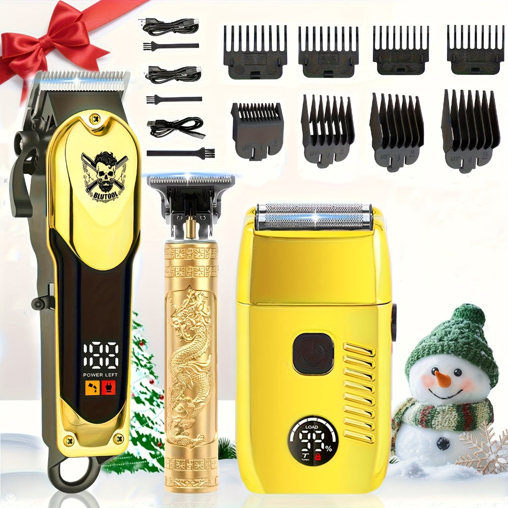 T-Blade Trimmer Set 2 or 3 Piece - USB Rechargeable Hair Clipper Beard Trimmer & Sideburns Shaver