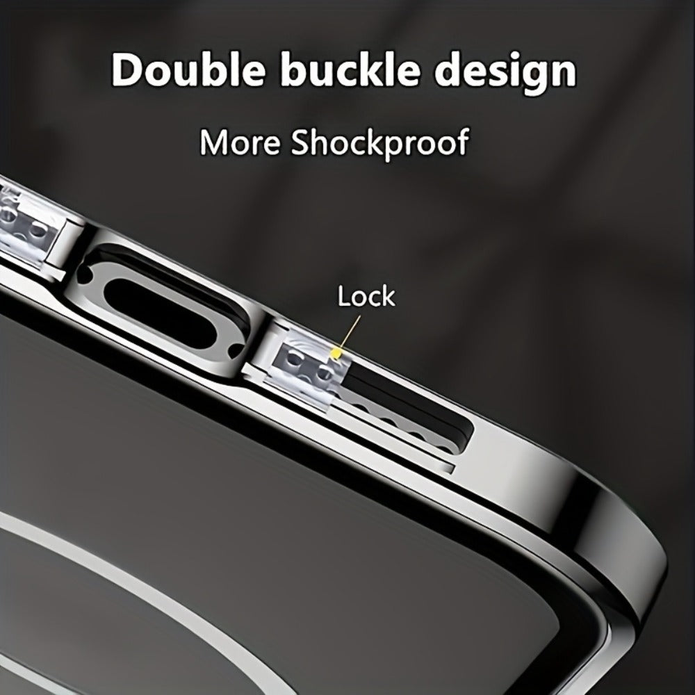 Phone Case Privacy Screen with Aluminum Alloy Frame, Rear Stand and magnetic ring for iPhone 15 Pro
