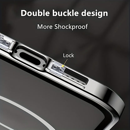 Phone Case Privacy Screen with Aluminum Alloy Frame, Rear Stand and magnetic ring for iPhone 15 Pro