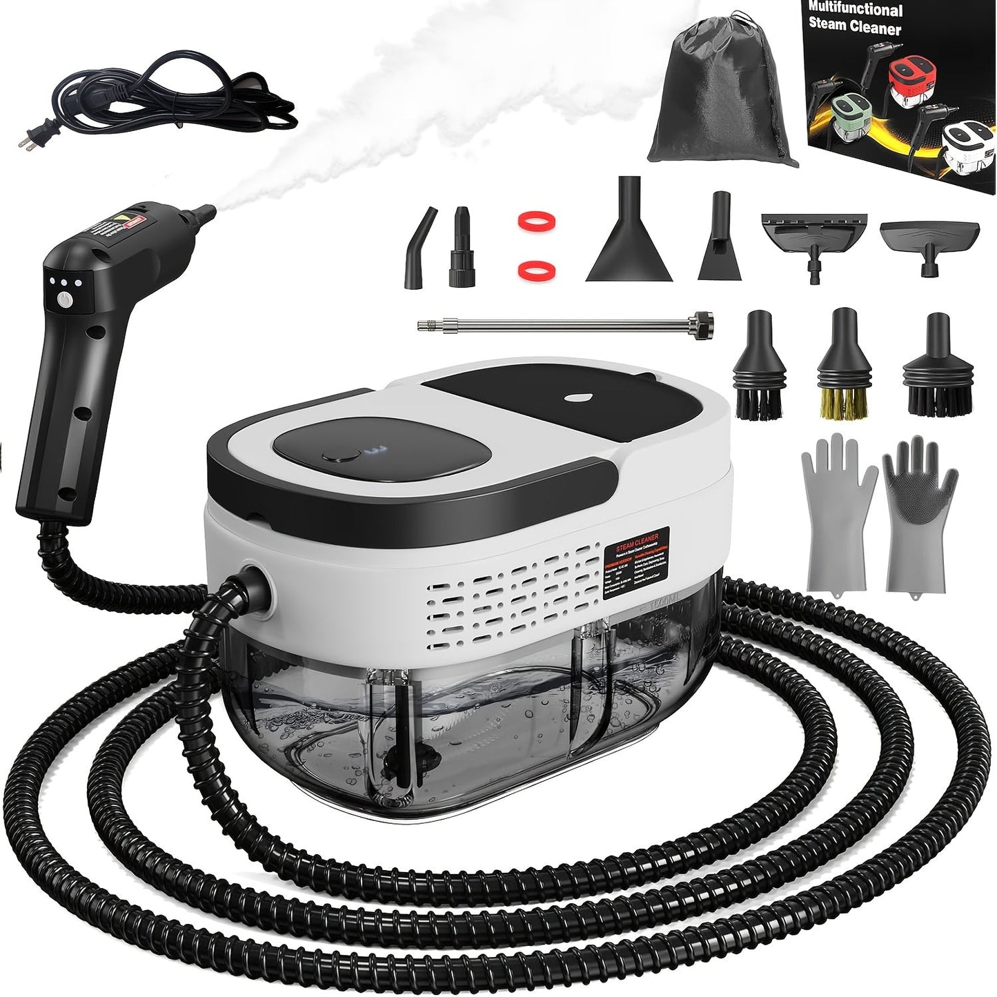 Steam Cleaner 1500W 1.6L Tank Model with 3-Level Hand Control, 221°F Steam and Multi-Tool Kit
