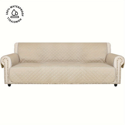 Sofa Cover Quilted Microfiber Three-Seat Panel Set with Two Foam Tubes, Straps and Side Pocket