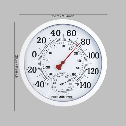 Digital Thermometer Hygrometer – 9.84" Large Screen Indoor Temperature Humidity Monitor, White Panel, Easy-Read Display for Home