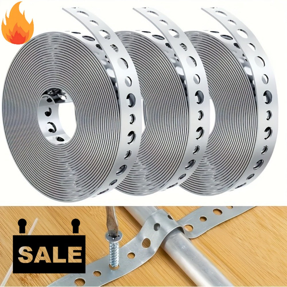 Galvanized Steel Pipe Support Bar with Pre-Drilled Holes – Corrosion-Resistant Hanging Rod for Plumbing HVAC Garage Workshop