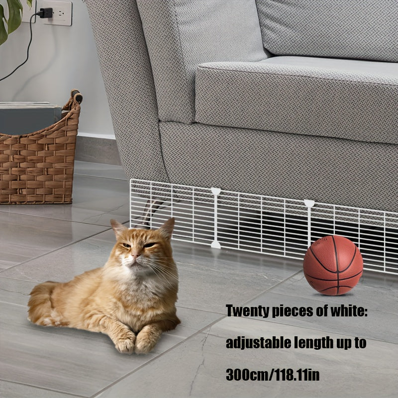 Under Furniture Pet Blocker – Easy-Install Sofa & Bed Gap Filler Fence to Stop Cats & Dogs Getting Under Furniture