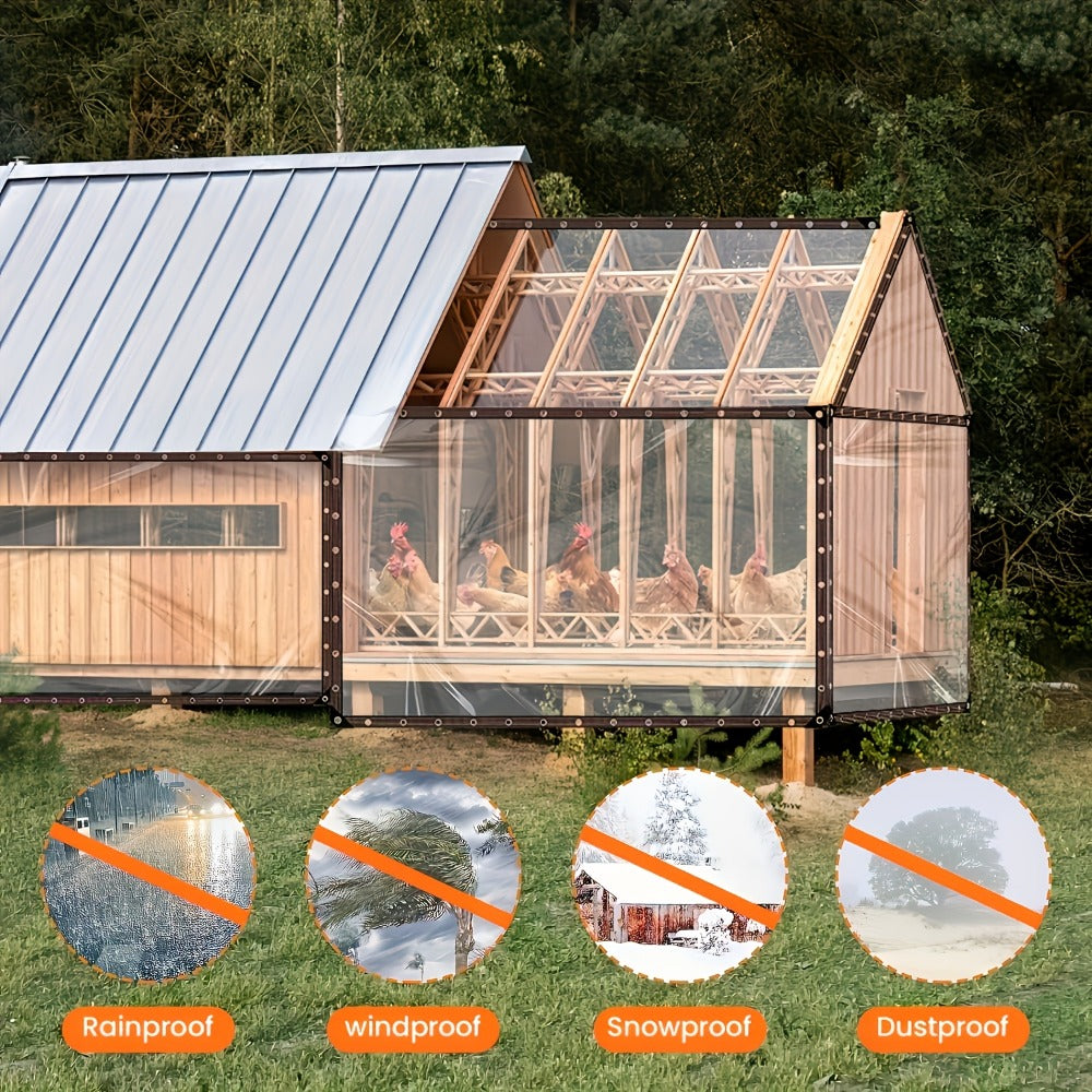 Clear Tarp Thickened Outdoor Cover with Sealed Edges, Transparent Rain Tarp for Patio, Porch Awning
