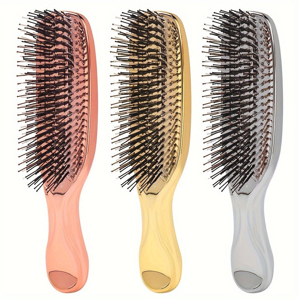Air Cushion Comb Scalp Massage Brush Anti-Static Detangling Hair Comb Electroplated Flexible Cushion Pins Frizz Control Stimulates Hair