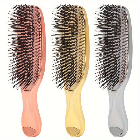 Air Cushion Comb Scalp Massage Brush Anti-Static Detangling Hair Comb Electroplated Flexible Cushion Pins Frizz Control Stimulates Hair