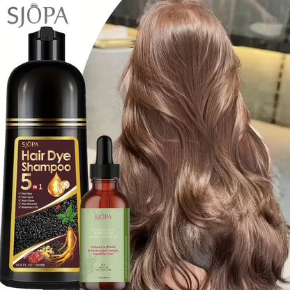 Rosemary Oil Hair Coloring Shampoo 5-in-1 Herbal Formula 500ml - 100% Gray Coverage for Bath Time, Home Spa and Personal Care